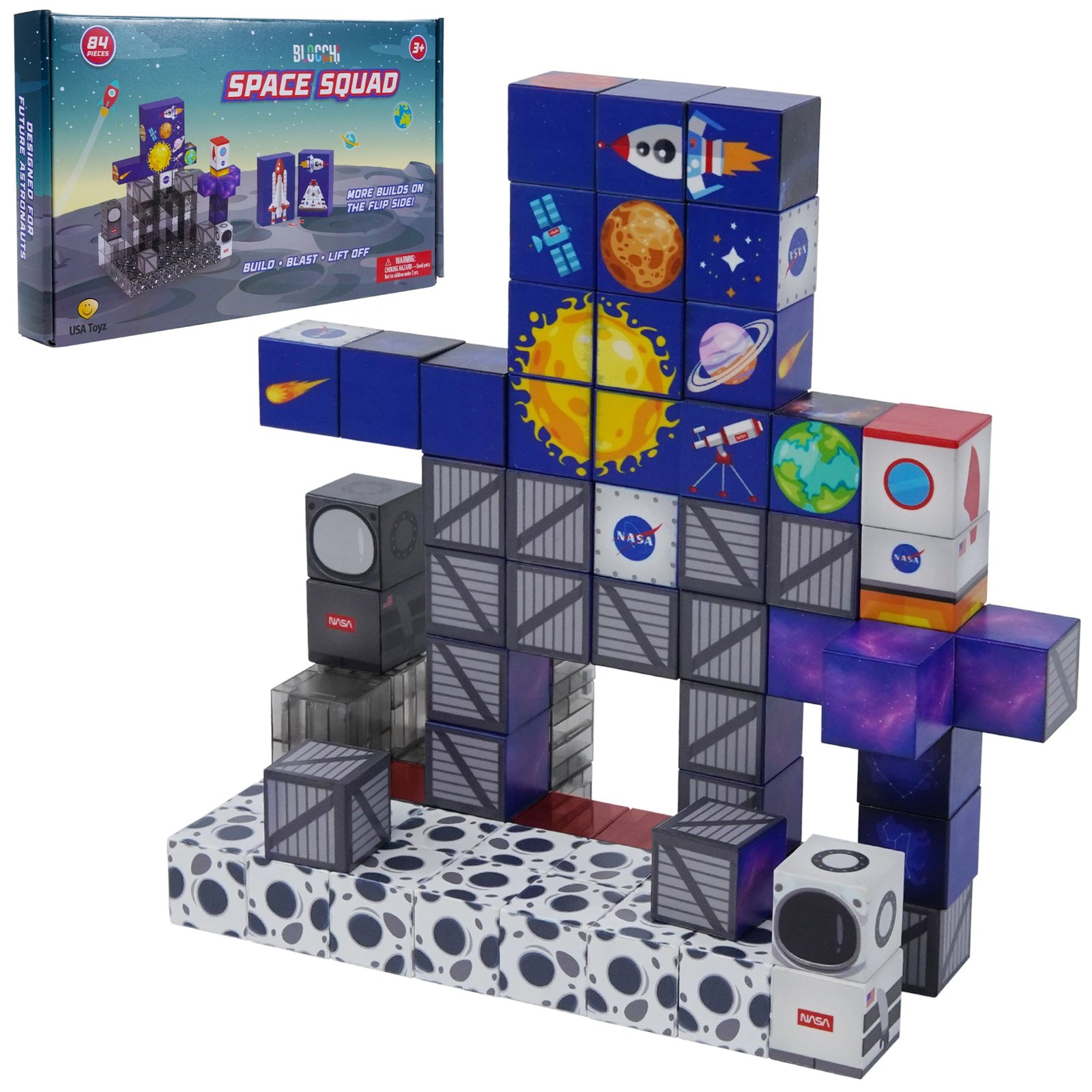 BlocchiSpaceSquadWalmart-AltImage1 Blocchi Space Squad Magnetic Block Set 84 units - Image 1